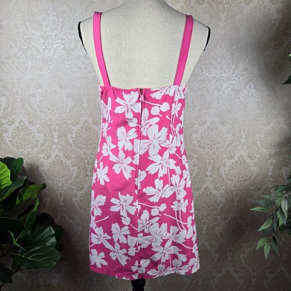 Size Medium Reversible Summer Dress Pink White Orange Stripes/Pink White Floral - Picture 11 of 16